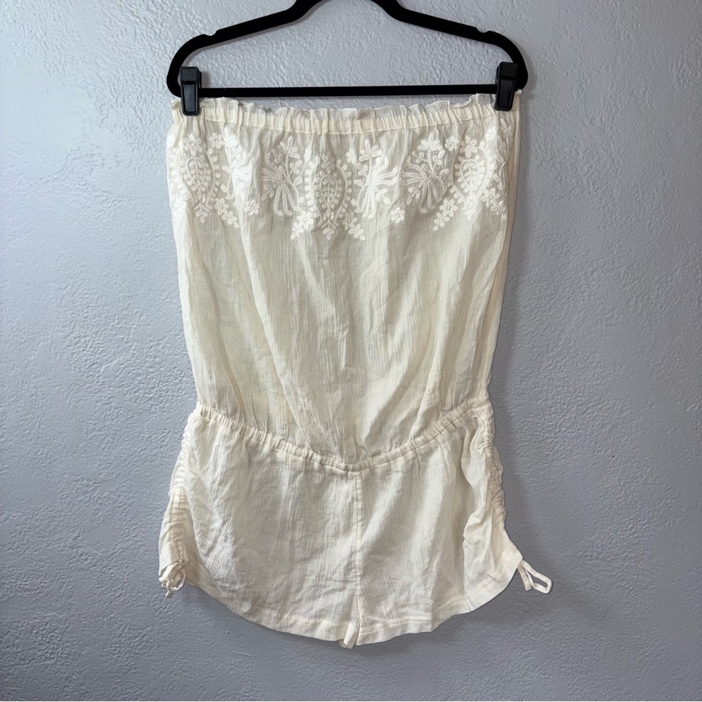 Y2K Victorias Secret Lingerie Embroidered Strapless Romper with waist tie large